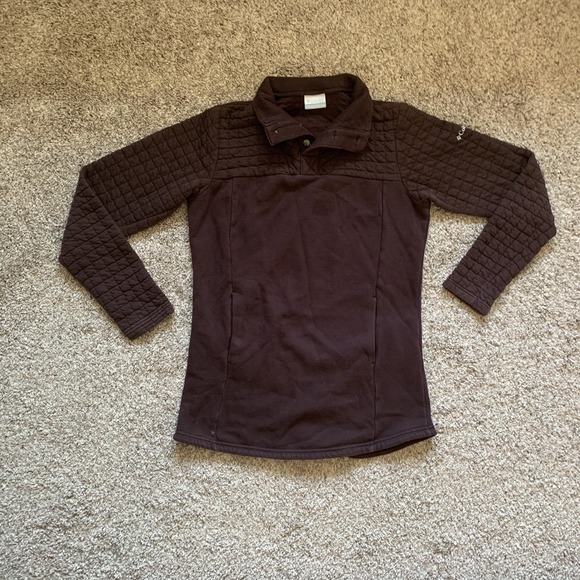 Columbia Sweater Womens Medium Brown Pullover Buttons Pockets - Picture 3 of 9
